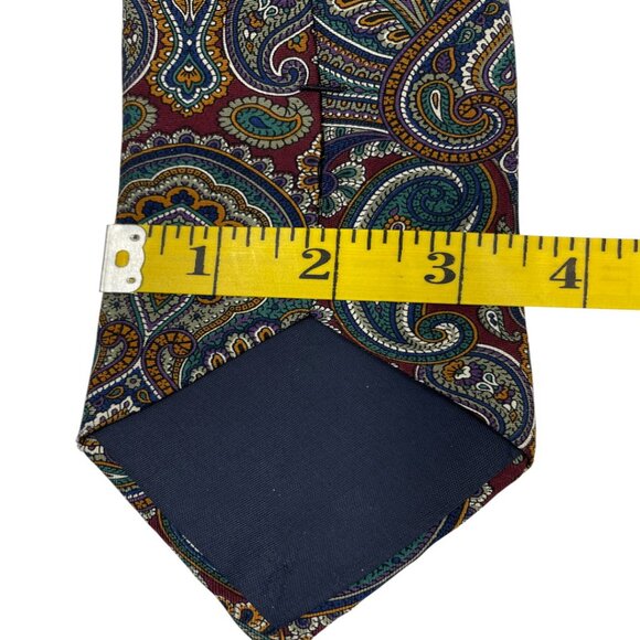 Lands' End Silk Tie Paisley Red Blue - Picture 5 of 6